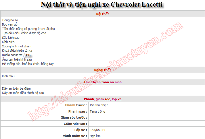 Chevrolet - Lacetti 1. 6 EX – Đời 2013 - Số Sàn – 5 chỗ - Giá Khuyến mại