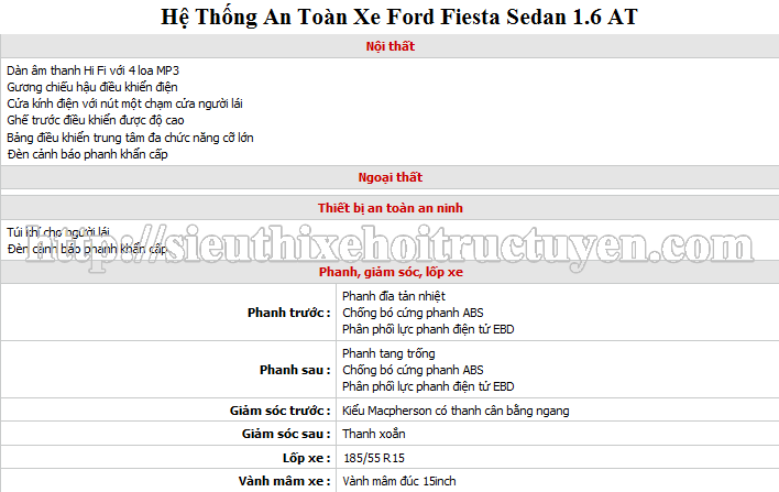 Bán Ford Fiesta 1. 4, Fiesta 1. 6 - Số sàn ( số tự động ) - 5 chỗ - Mới 100% - giá