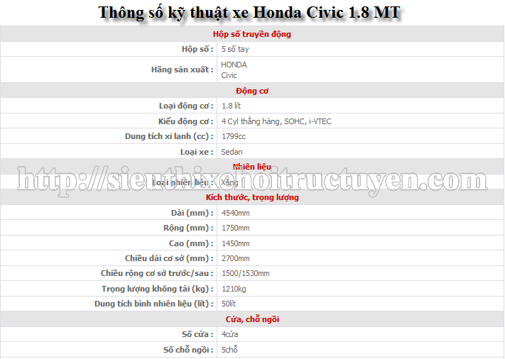Bán xe Honda Civic 1. 8 và 2. 0 - Số sàn, tự động - 5 chỗ - Mới 100%