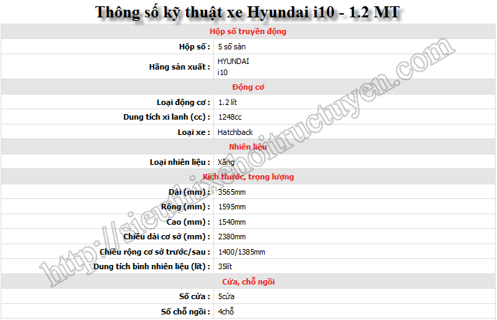 Bán xe Hyundai i10 - Số Sàn- Bản Full - LH: Mr. Mạnh 0988693163