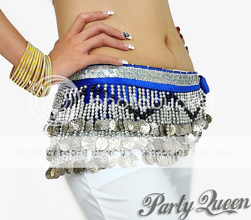 Color BELLY DANCE Beaded Coins Hip Scarf Belt chain  