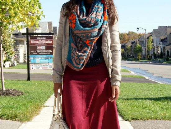 wine skirt and cool scarf 