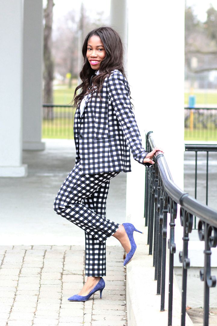 Gingham Patterned Suit, Banana Republic Street Style 
