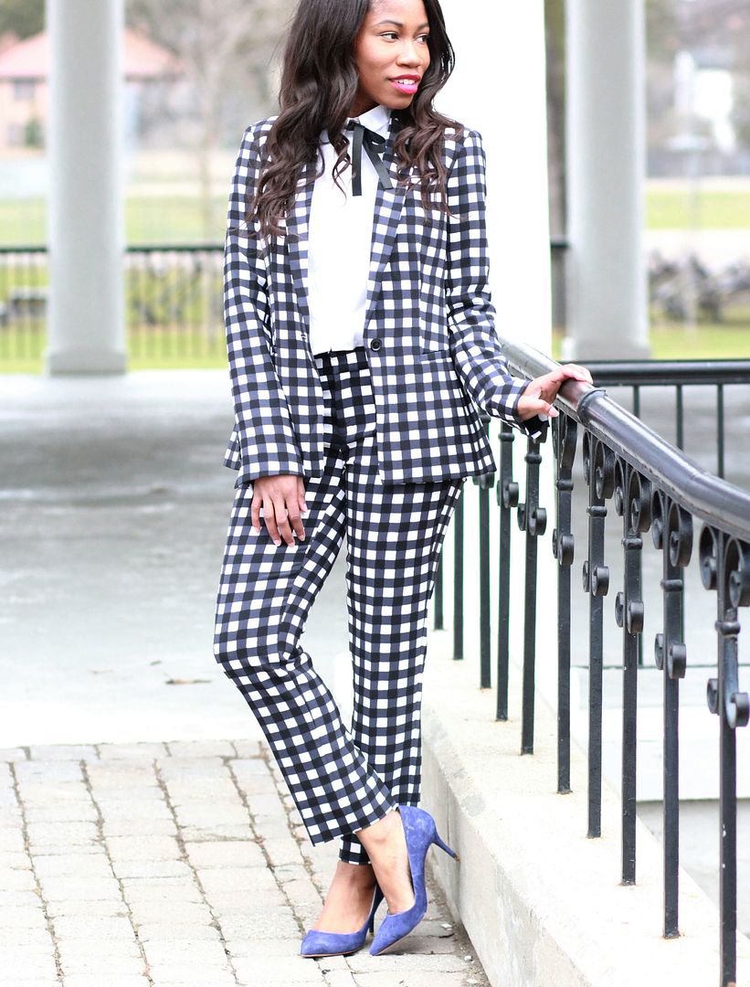 Gingham Patterned Suit, Banana Republic Street Style 
