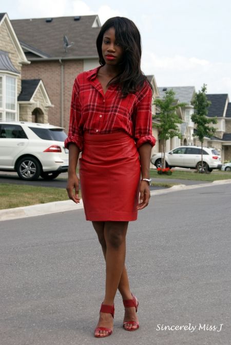 Shirt, skirt and shoes - toronto blogger in red