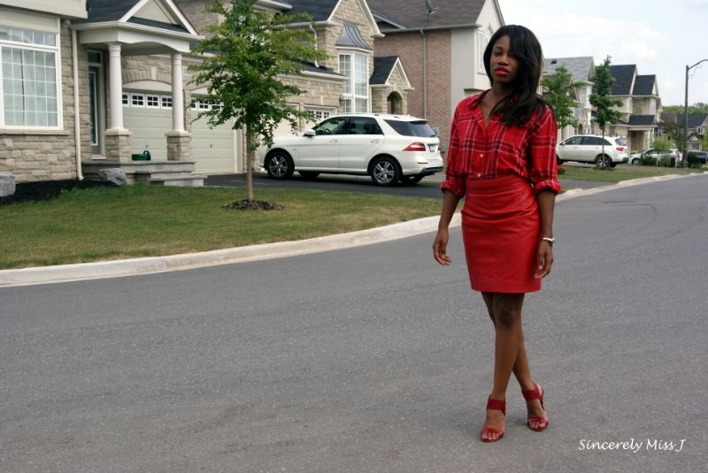 Red outfit by toronto blogger 