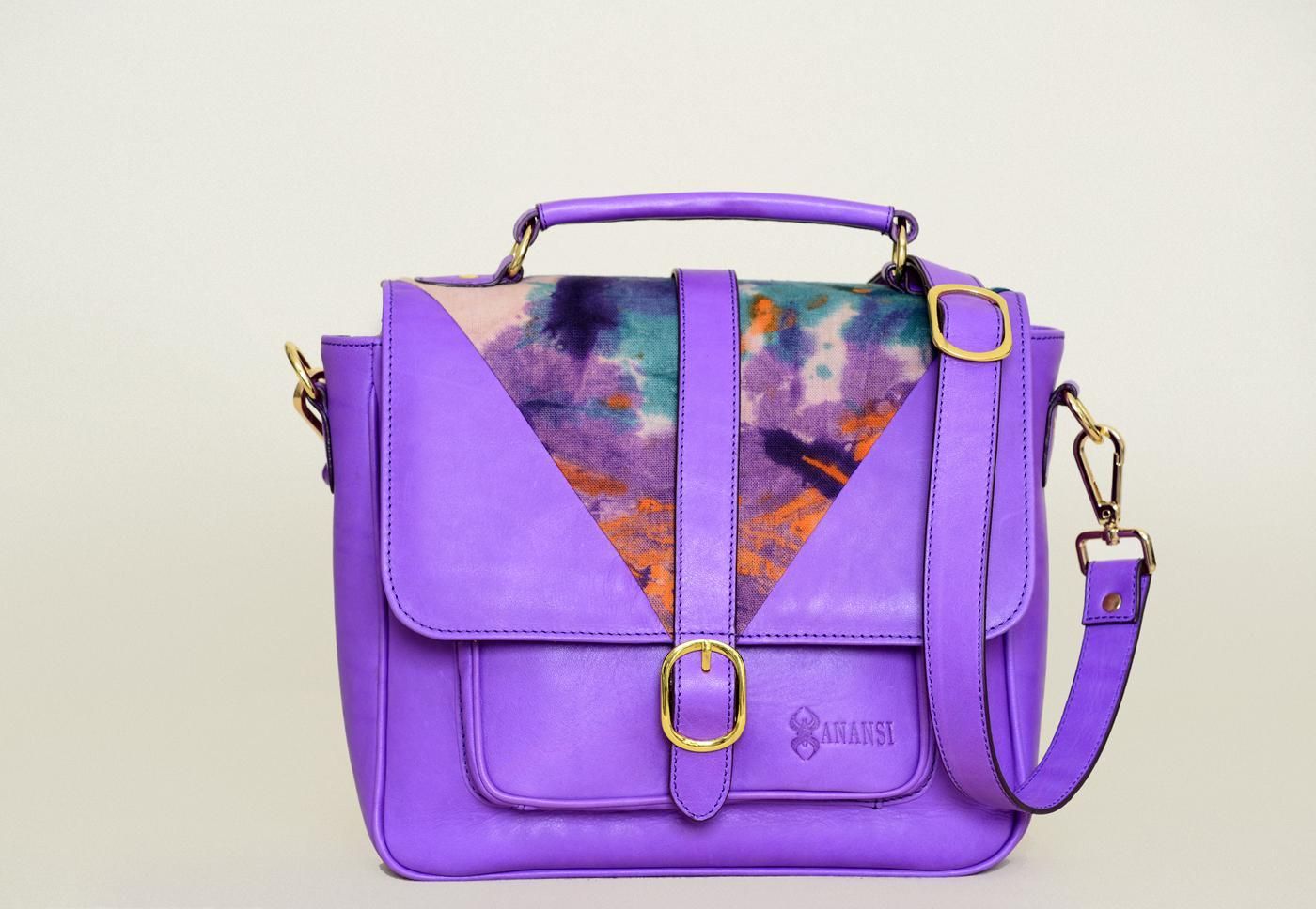 Anansi Marble Satchels Purple, African Bags 