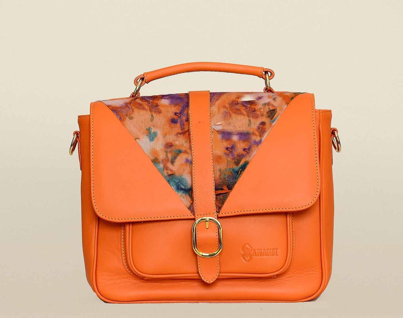 Anansi Marble Satchel Orange, African Bags