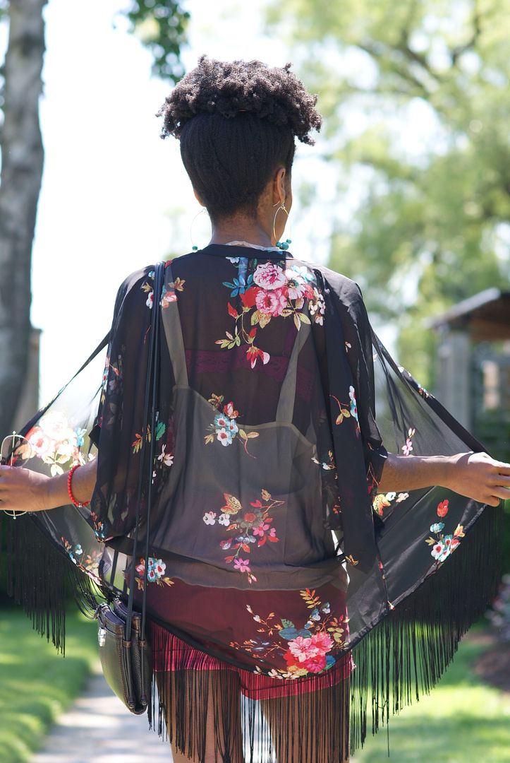 Target Kimono, Colored Shorts, Summer, Natural Hair 