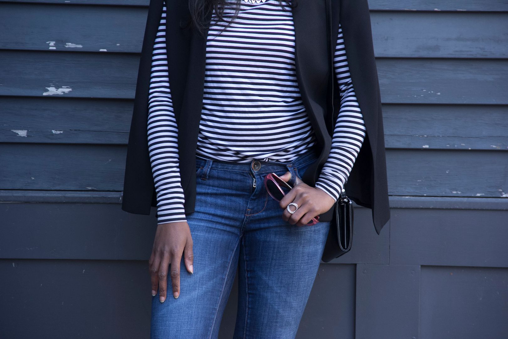 Black Cape and Striped Blouse, Toronto Blogger