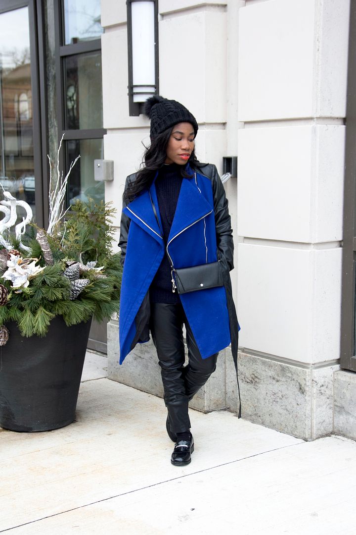 Faux leather trim jacket, Toronto Style Blogger 