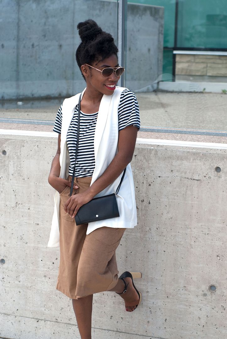 Stripes and Suede Culottes,Toronto Blogger