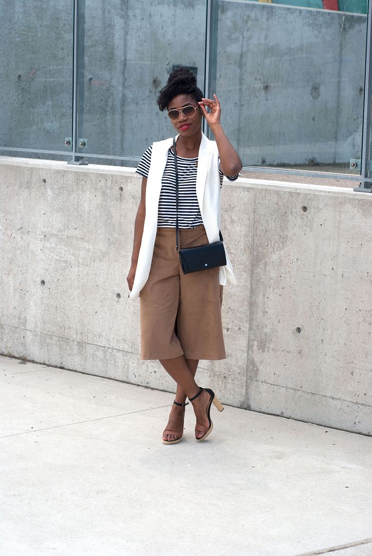Stripes and Suede Culottes,Toronto Blogger