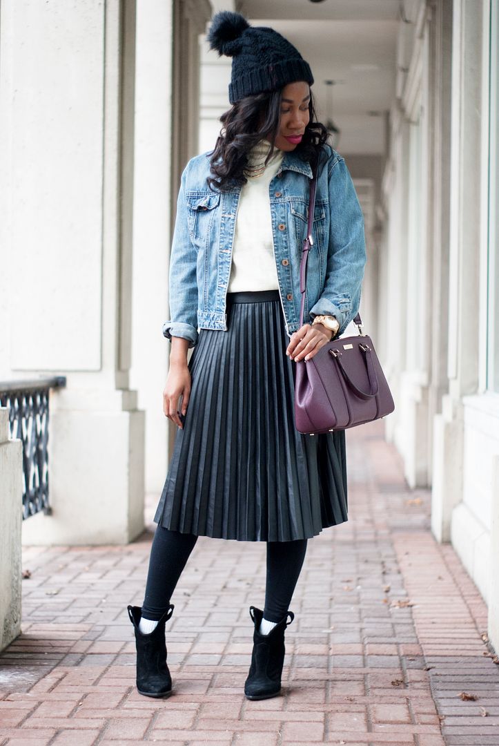 Denim Jacket & Pleated Skirt, Toronto Blogger, Kate Spade, Self Reflection