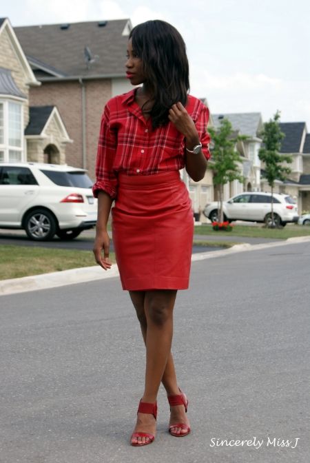 Sincerely Jackline red outfit  Shirt,skirt: Thrifted, Heels: Guess