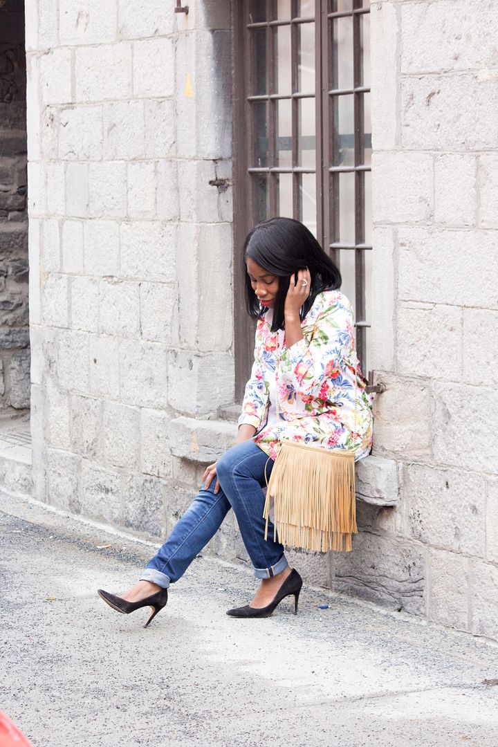 Floral Jacket and Fringe bag,Toronto Style Blogger