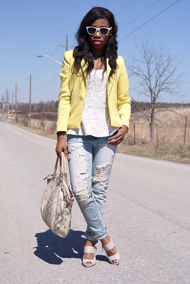 Peplum Top, distressed jeans