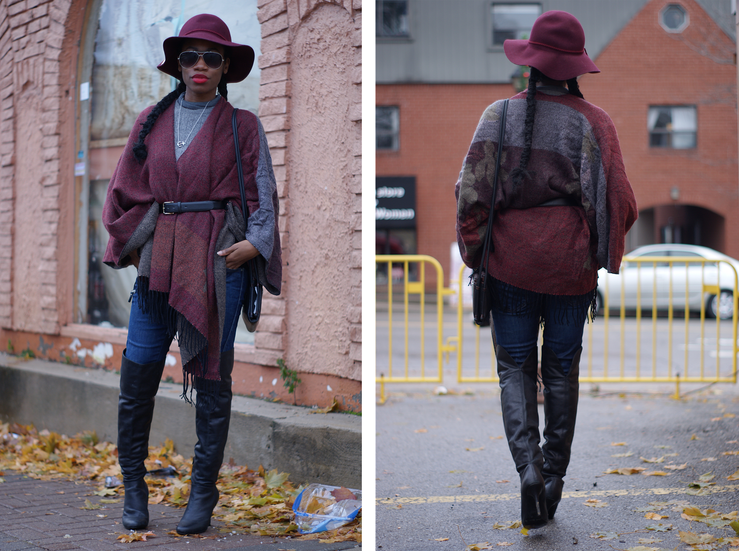 The Poncho street style, thigh high boots, style blogger