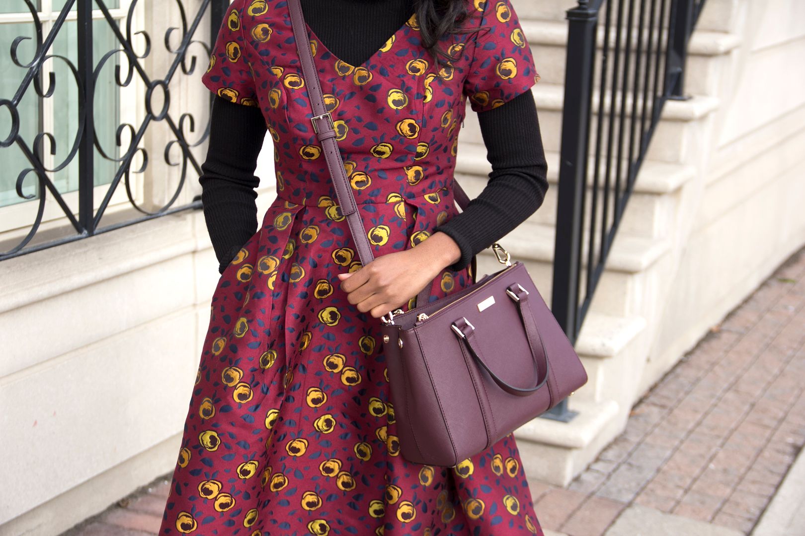 eShakti floral jacquard dress, Kate Spade, Toronto Blogger, Midi Dress