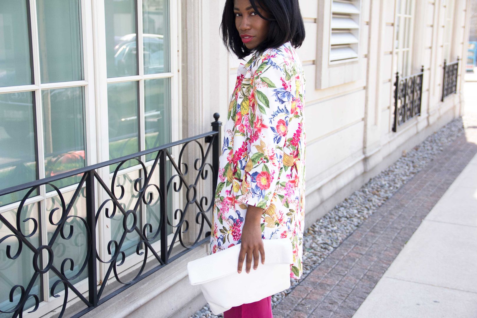 Wide Leg Trousers,Floral Jacket, Toronto Blogger
