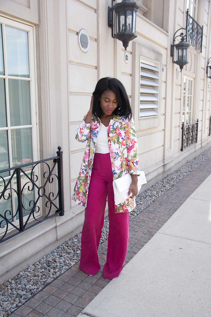 Wide Leg Trousers, Floral Jacket, Toronto Blogger