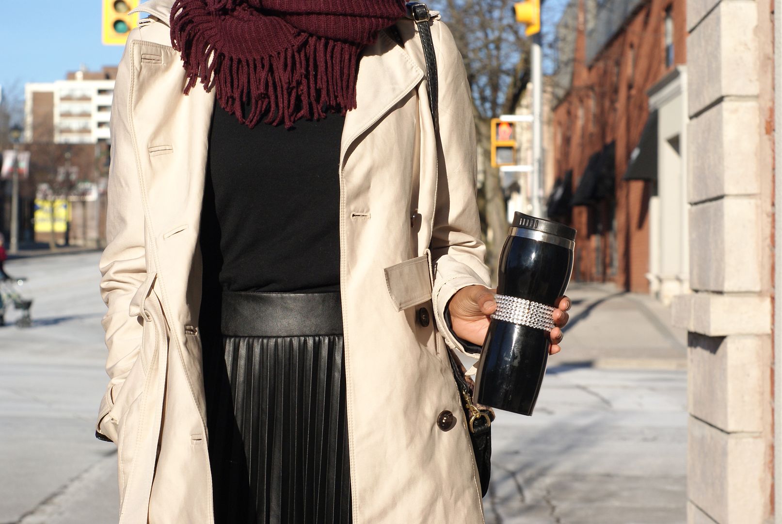 pleated skirt, Black skirt, Trench coat, toronto blogger, black style blogger, Toronto street style