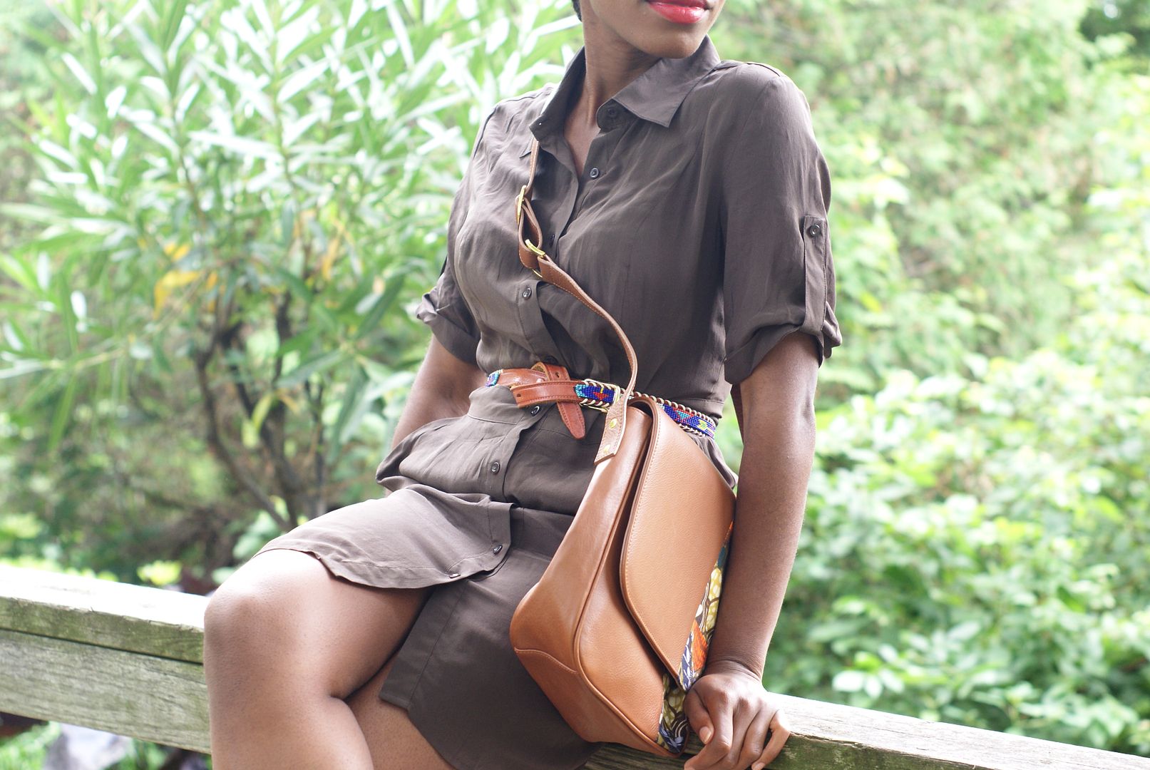 safari shirt dress, Toronto Style blogger, Anansi Handbag 