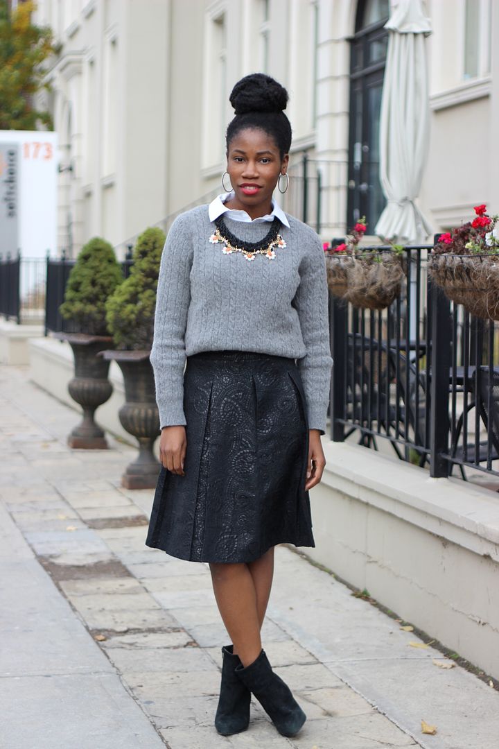 Textured Skirt, Joe Fresh sweater, Toronto Street Style, Black style blogger