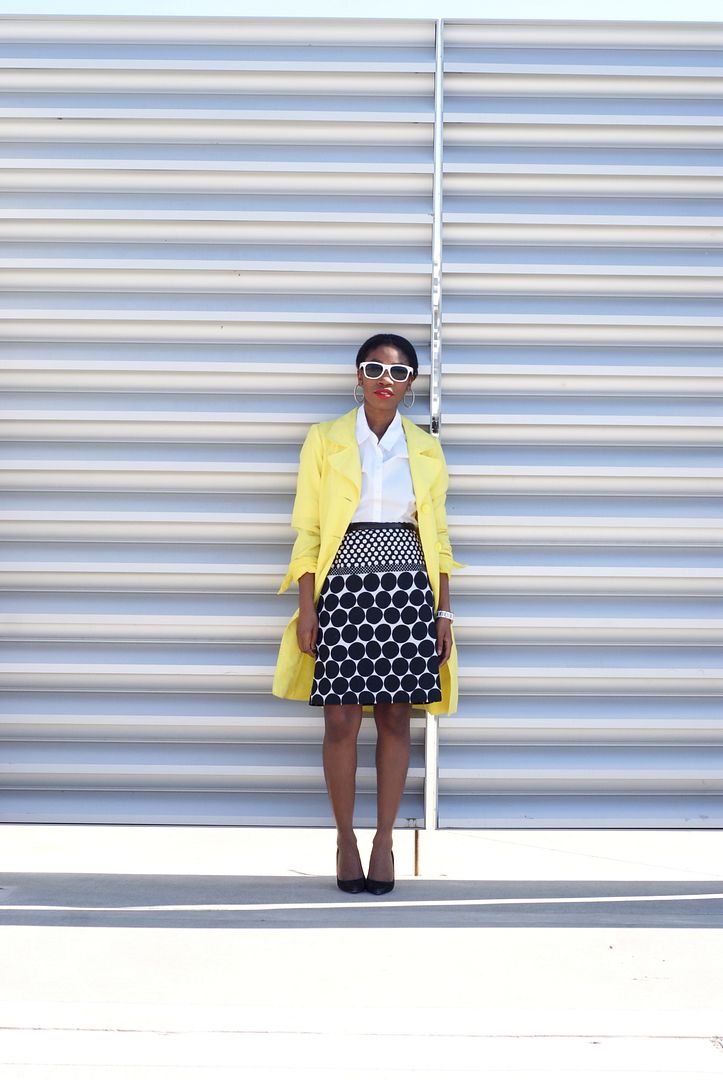 yellow and white polka dot skirt