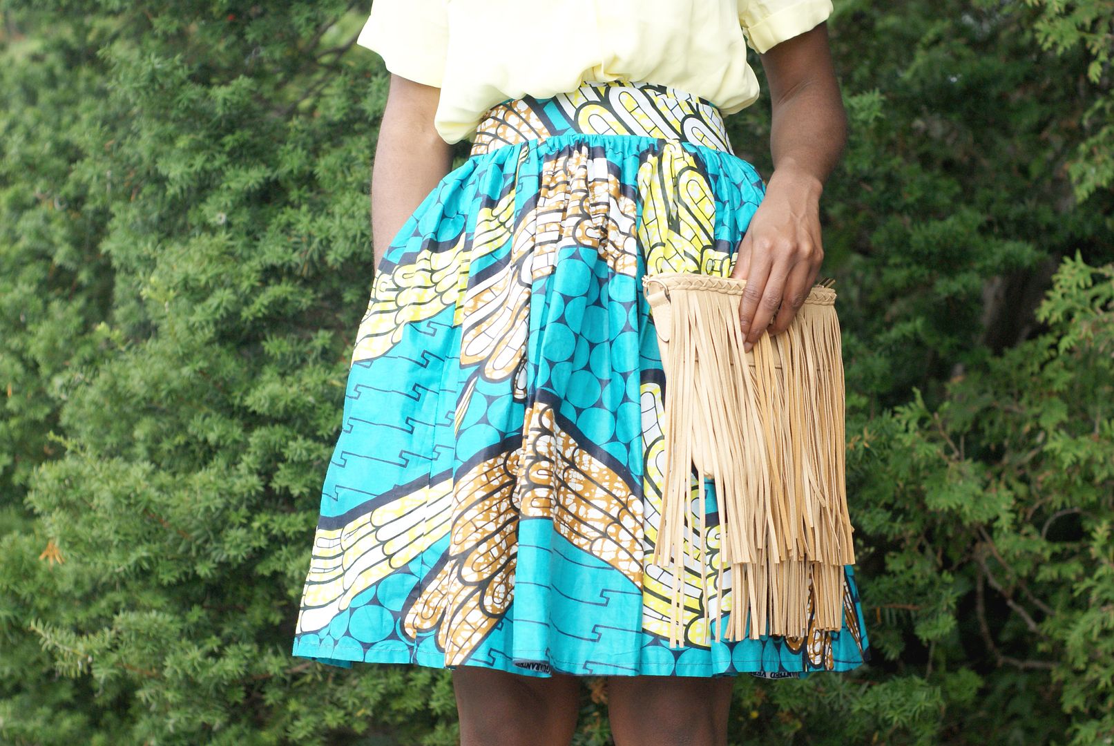 Style Me Ankara, African printed skirt, neon yellow blouse, Toronto style blogger