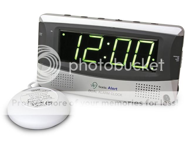   SONIC BOOM SBD375SS DUAL ALARM CLOCK W/ VIBRATOR CAN SET TWO ALARMS