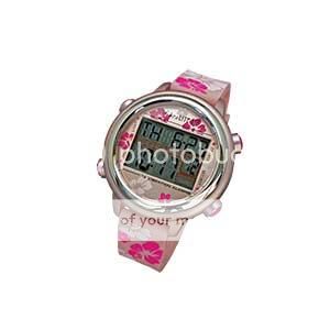 VibraLITE 12 VIBRATING WATCH  12 ALARMS  WITH PINK FLOWERED SILICON 